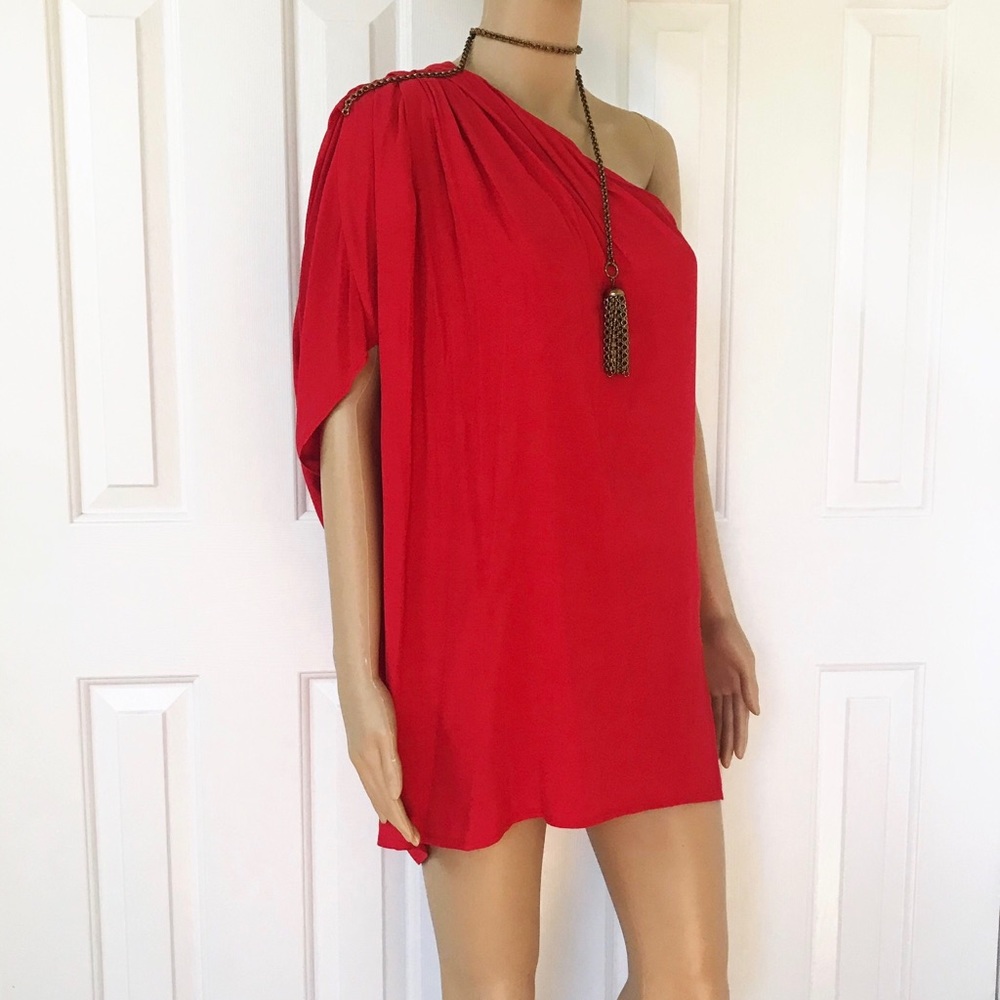 Ella Luna One shoulder With jewelry dress 100% silk
